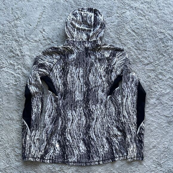 Lululemon Runbeam Hoodie Texture Twist White Black W3A86S Ponytail Hole Size 12 - Picture 6 of 10